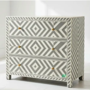 Bone Inlay Grey 3 Chest of Drawer