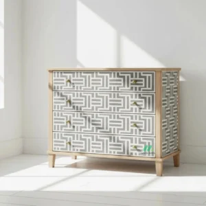 Bone Inlay Grey 4 Chest of Drawer