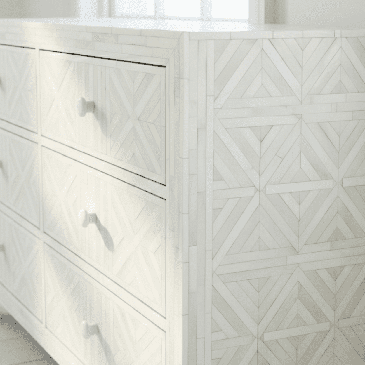 Bone Inlay White 6 Chest of Drawers - Image 5