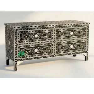Bone Inlay Black 4 Chest of Drawers