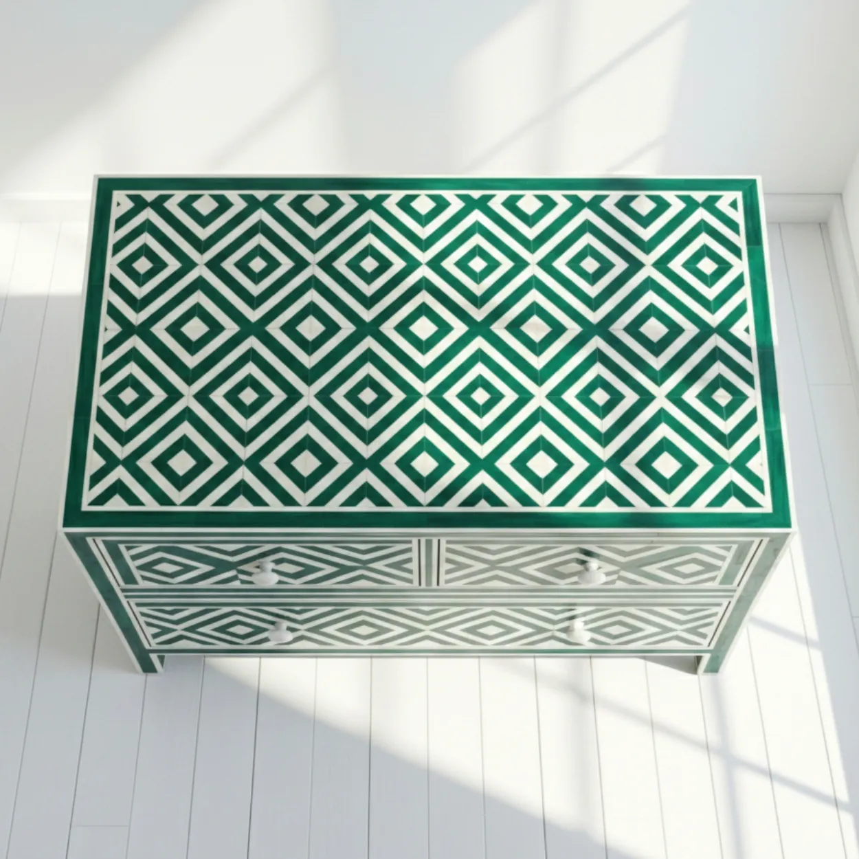 Bone Inlay Green 3 Chest of Drawer - Image 3