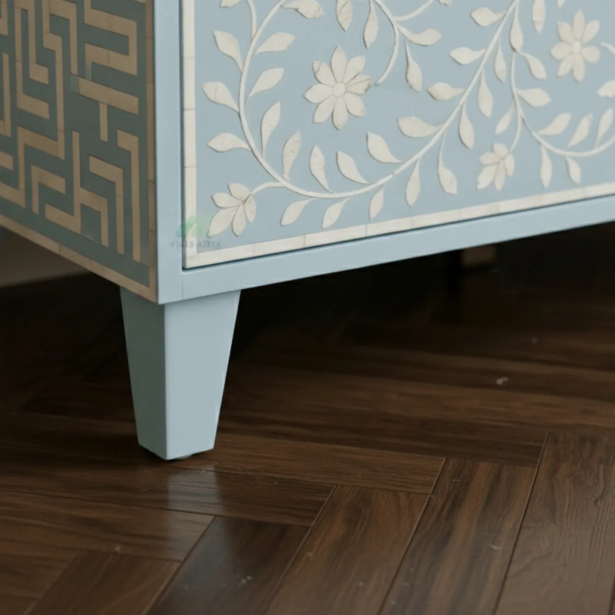 Bone Inlay Light Blue 4 Chest of Drawer - Image 6