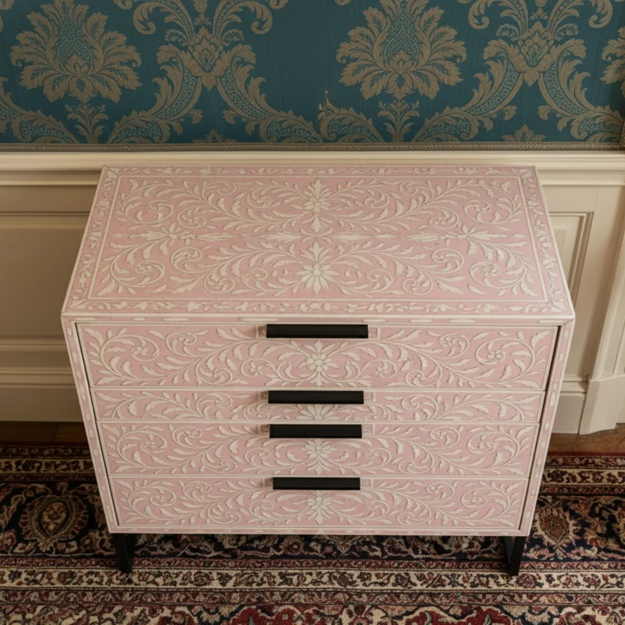 Bone Inlay Pink 4 Chest of Drawer - Image 3