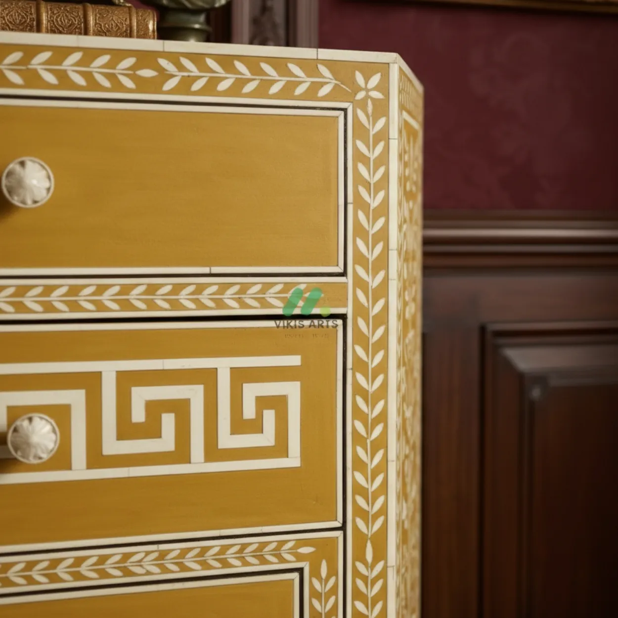 Bone Inlay yellow 4 Chest of Drawer - Image 7
