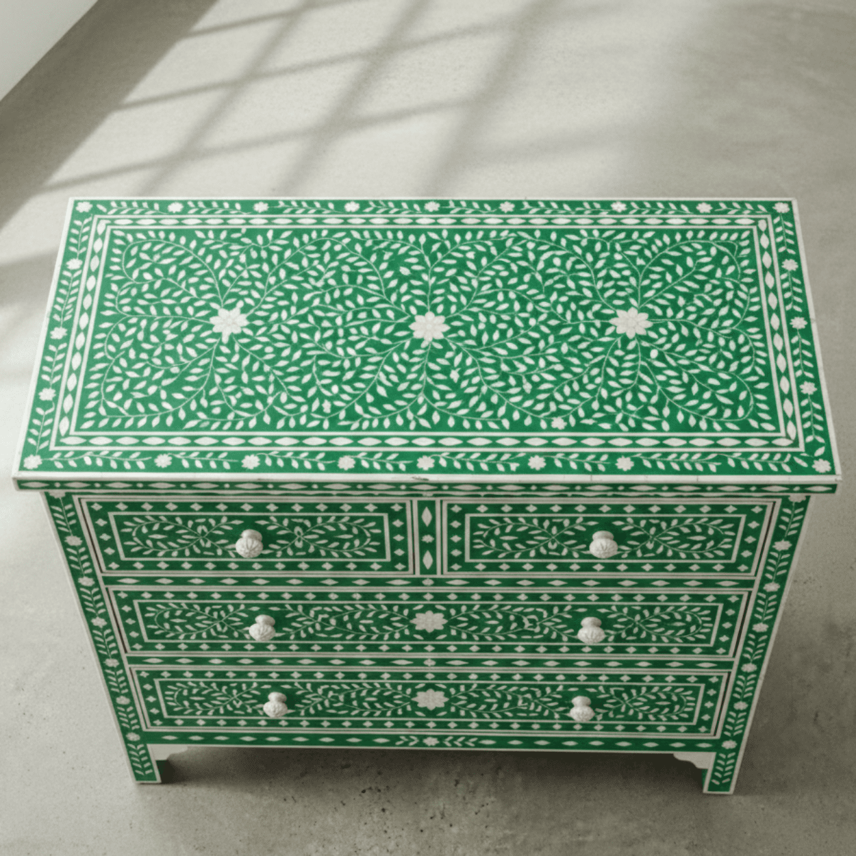 Bone Inlay Green 4 Chest of Drawers - Image 3