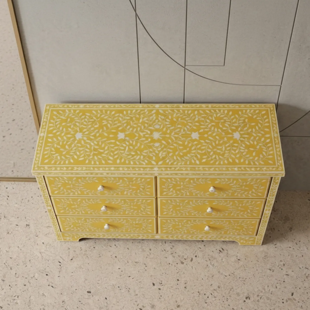 Bone Inlay Yellow 6 Chest of Drawer - Image 3