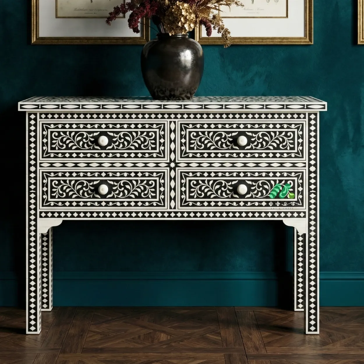 Bone Inlay Black 4 Chest of Drawer