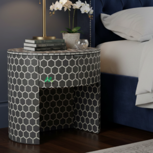 Bone Inlay Grey Bedside Table