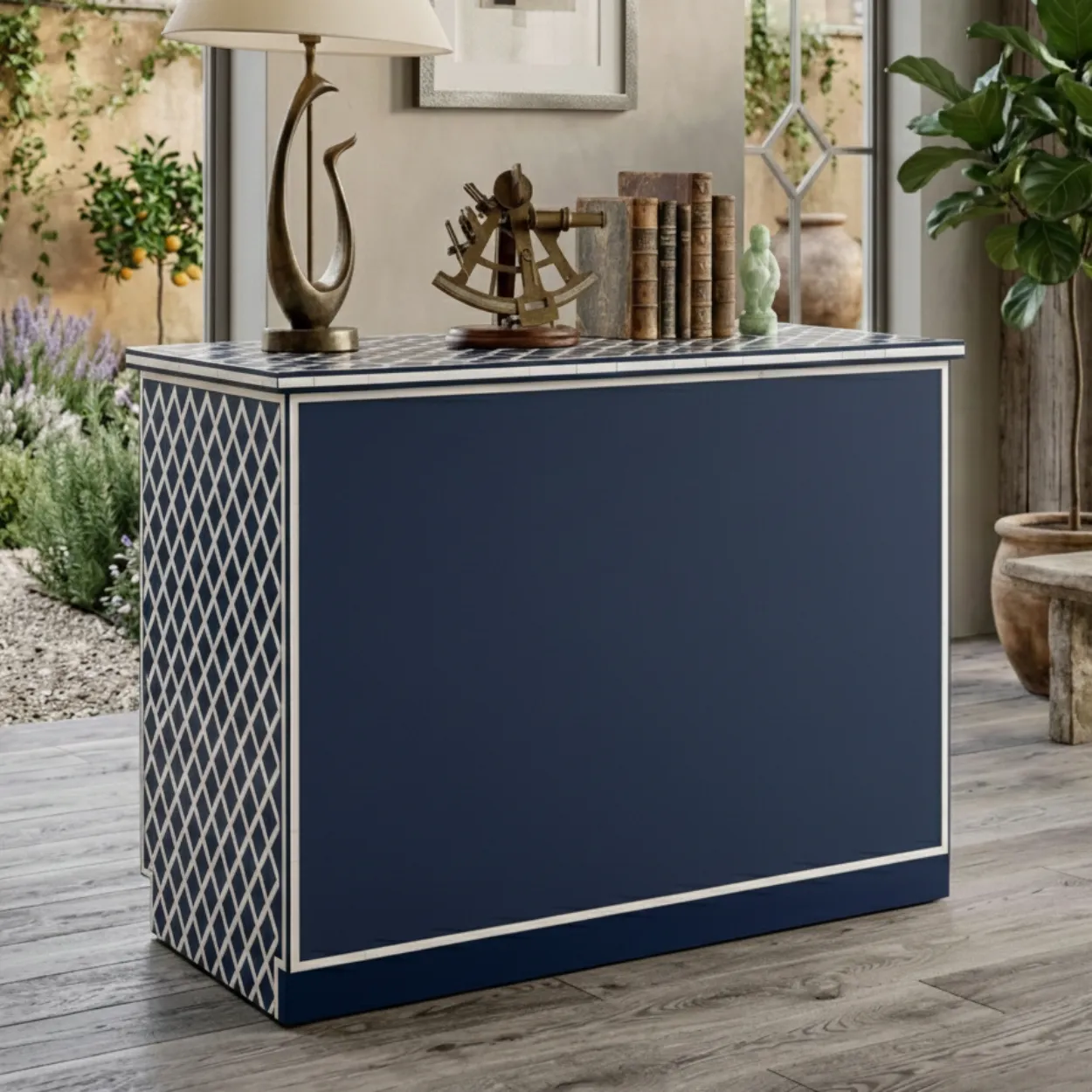 Bone Inlay Navy Blue 3 Chest of Drawer - Image 2