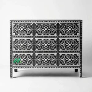 Bone Inlay Black 9 Chest of Drawer