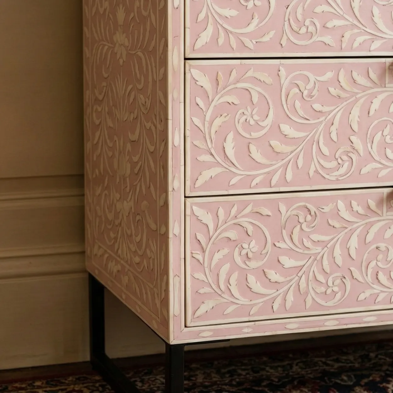 Bone Inlay Pink 4 Chest of Drawer - Image 4