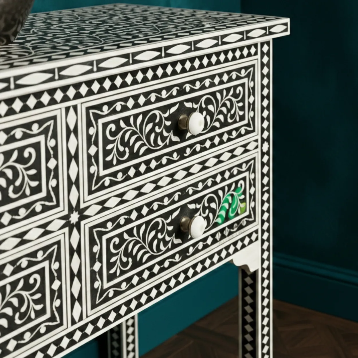 Bone Inlay Black 4 Chest of Drawer - Image 4