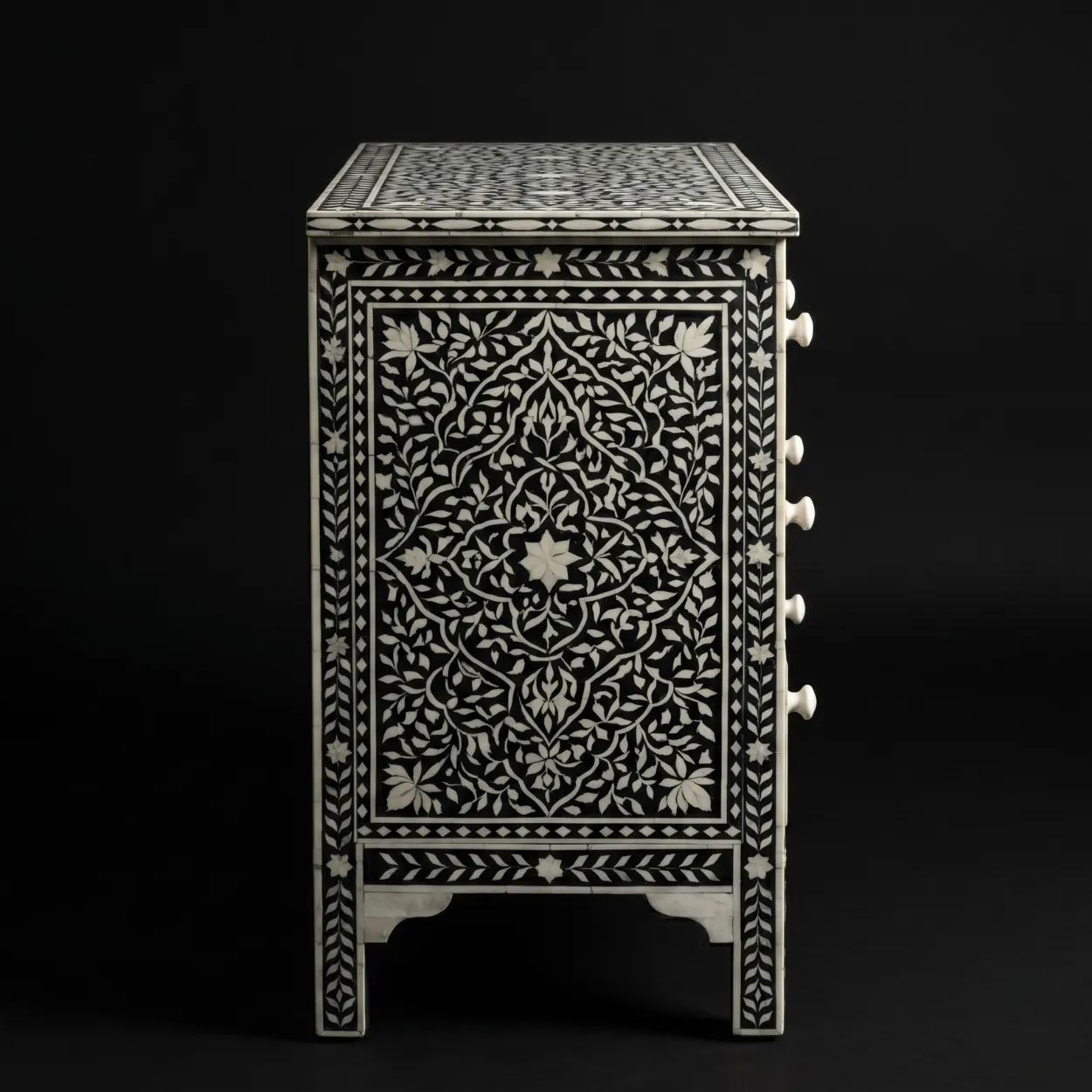 Bone Inlay Black 4 Chest of Drawer - Image 5