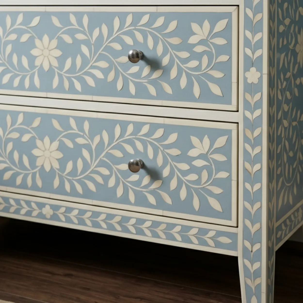 Bone Inlay Blue 3 Chest of Drawer - Image 4