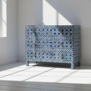 Bone Inlay Blue 3 Chest of Drawer