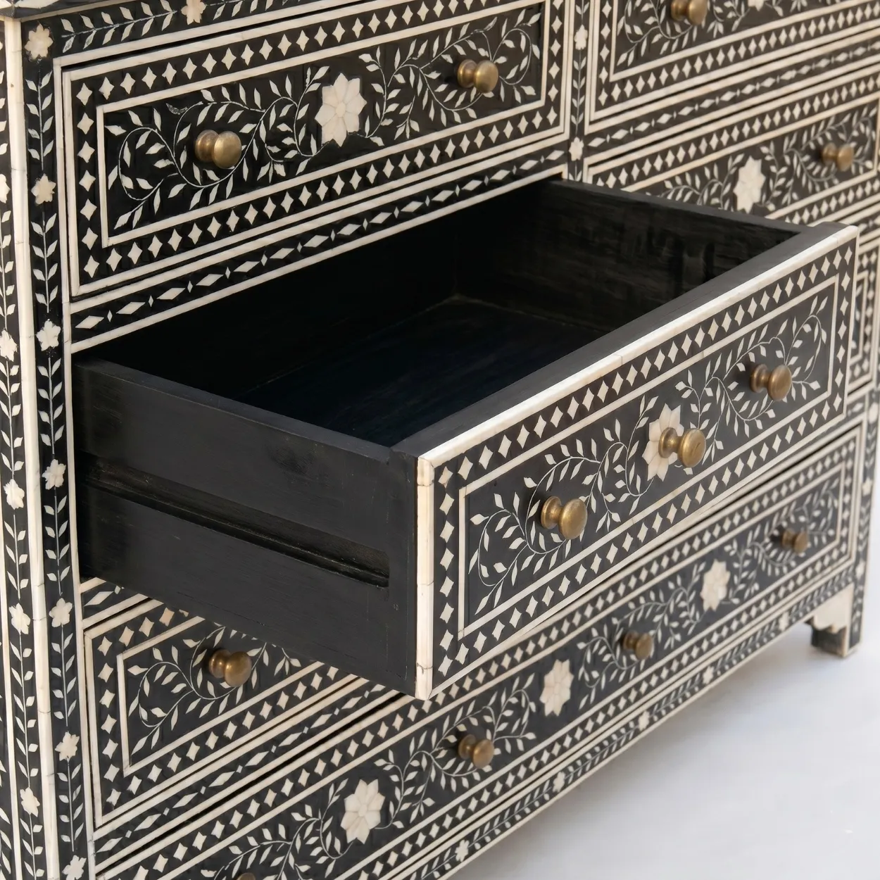 Bone Inlay Black 7 Chest of Drawer - Image 4