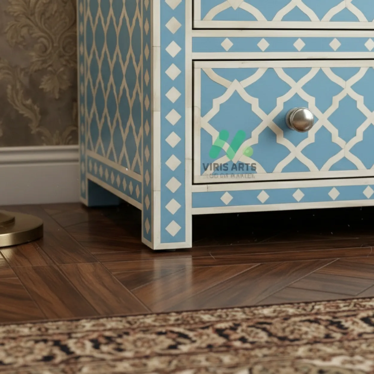 Bone Inlay Blue 5 Chest of Drawer - Image 8