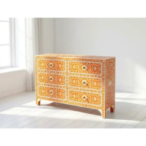 Bone Inlay Orange 6 Chest of Drawers