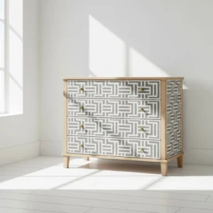 Bone Inlay Grey 4 Chest of Drawers