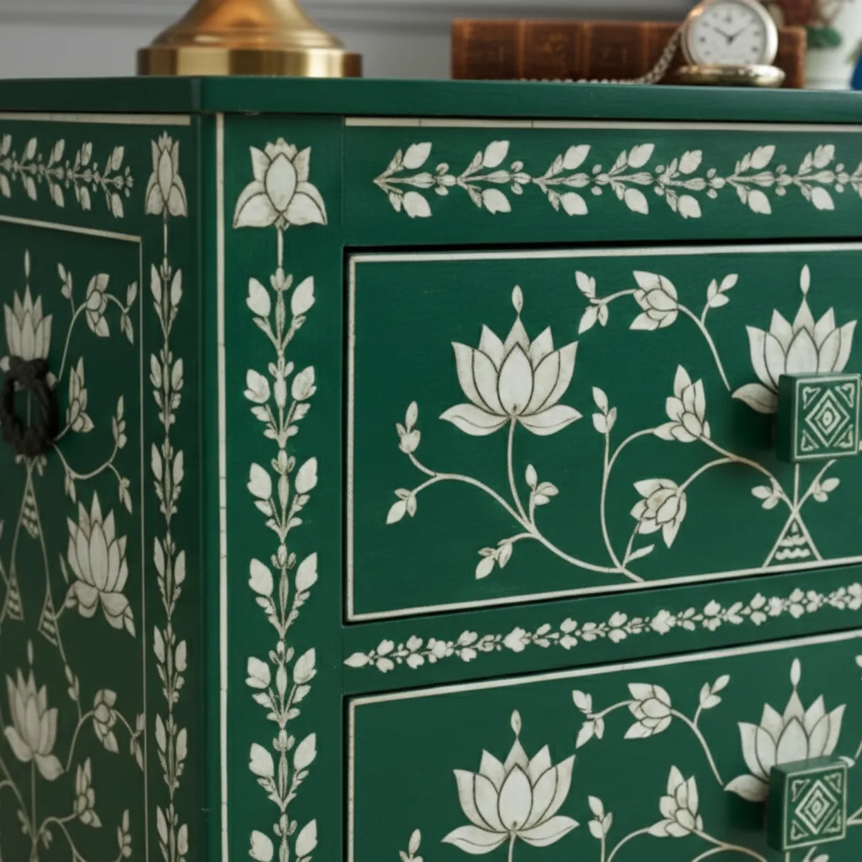 Bone Inlay Green 6 Chest of Drawer - Image 6