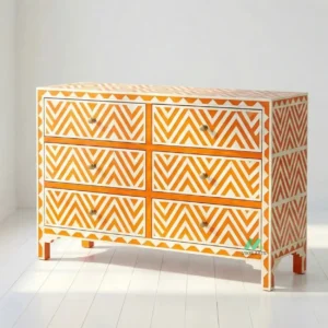 Bone Inlay Orange 6 Chest of Drawer