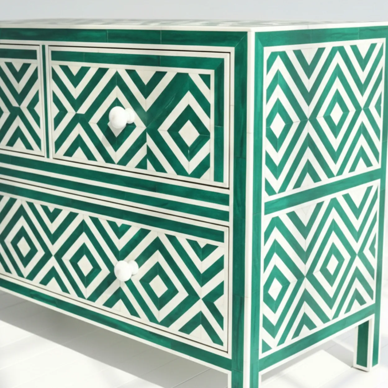 Bone Inlay Green 3 Chest of Drawer - Image 4