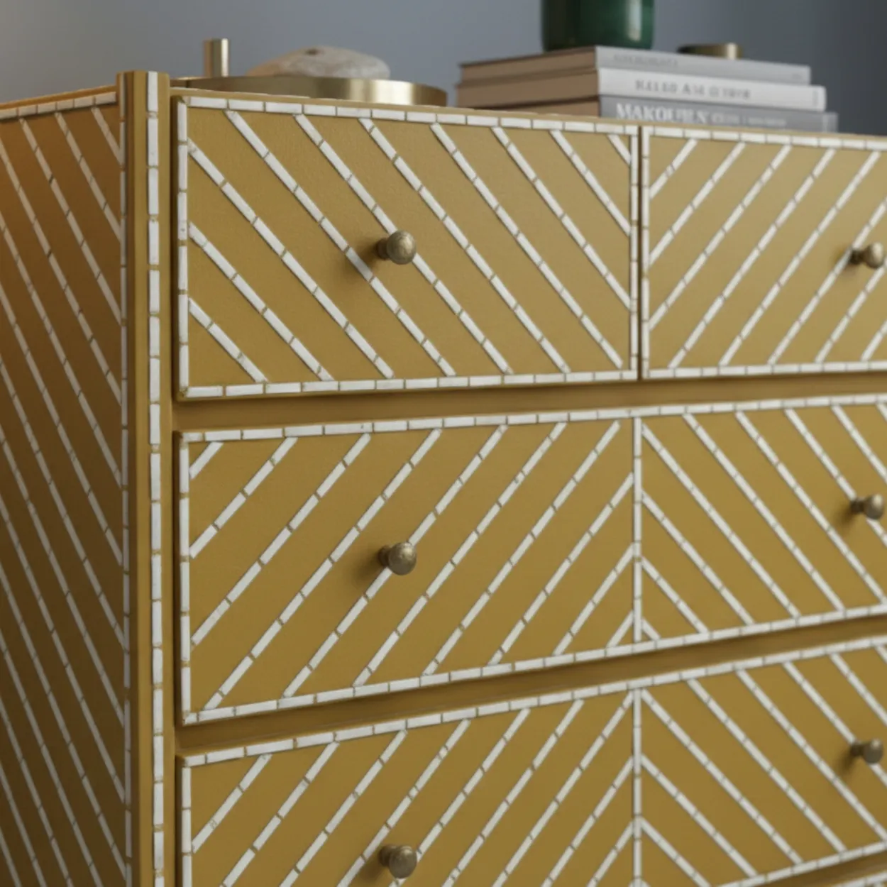 Bone Inlay yellow 4 Chest of Drawer - Image 5