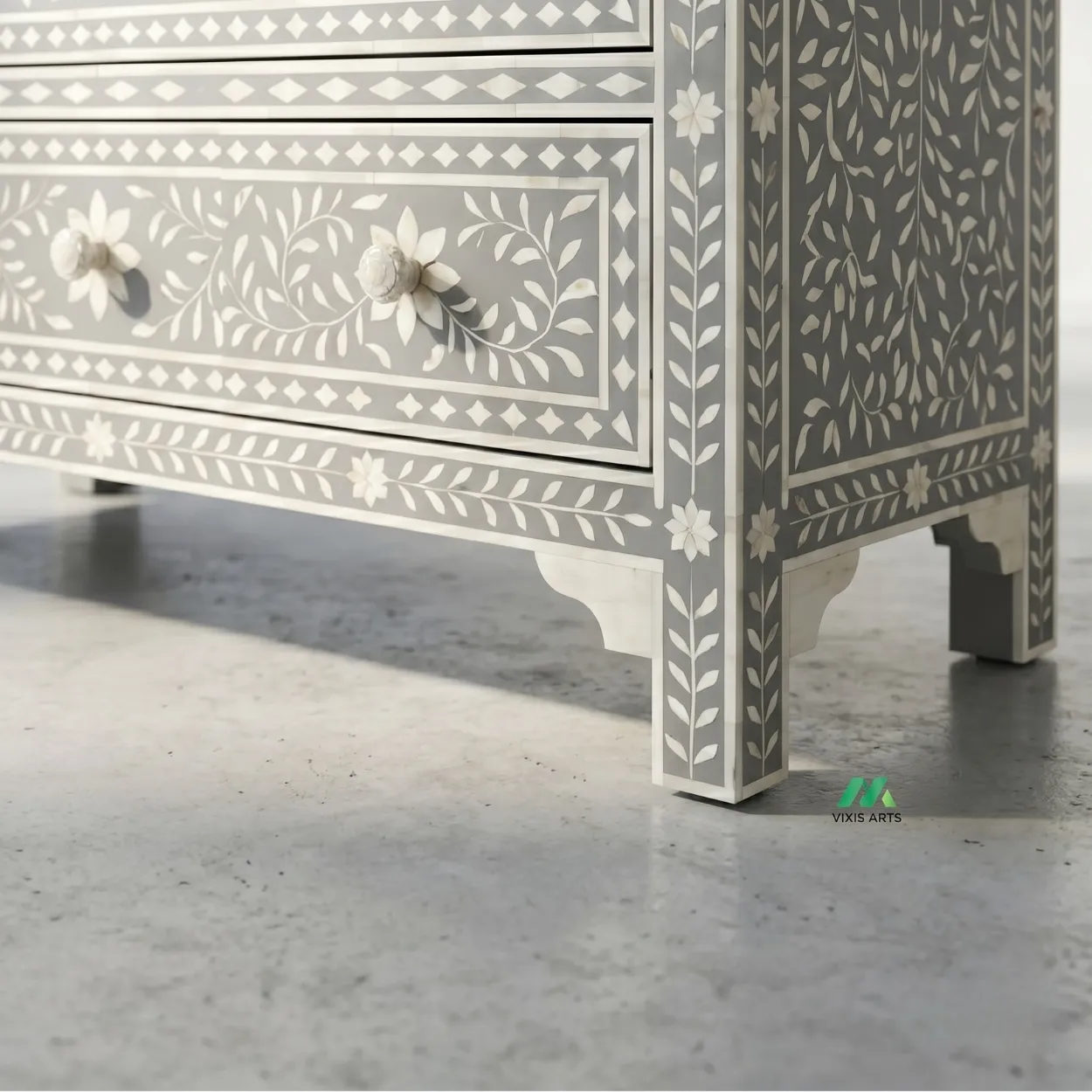 Bone Inlay Grey 5 Chest of Drawer - Image 7