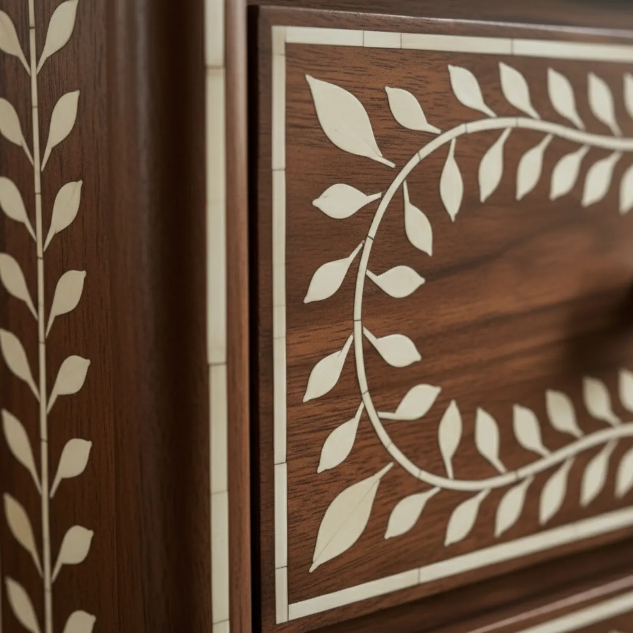 Bone Inlay Wooden 5 Chest of Drawer - Image 6