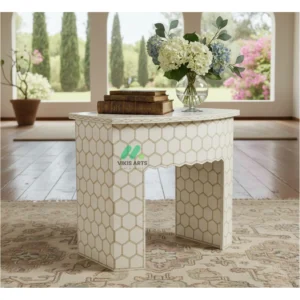 Bone inlay White bedside table