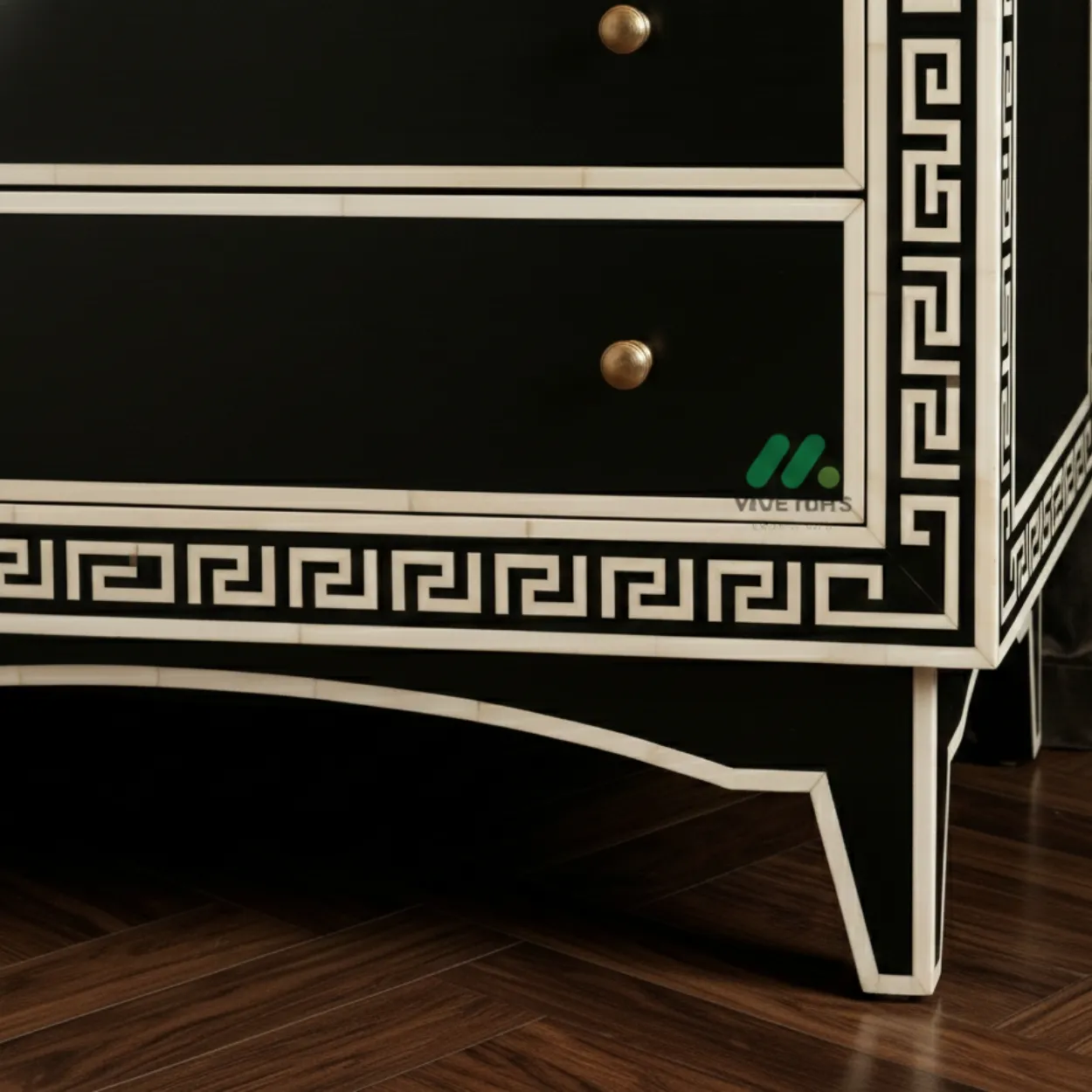 Bone Inlay Black 3 Chest of Drawer - Image 4