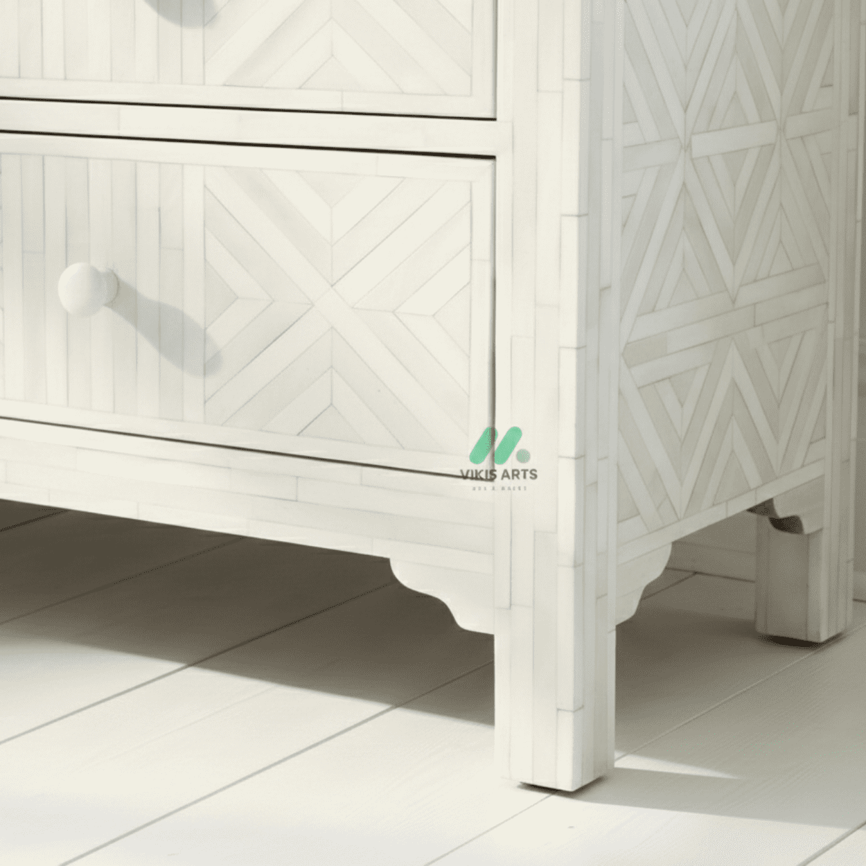 Bone Inlay White 6 Chest of Drawers - Image 4