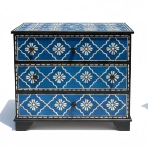 Bone Inlay Blue 3 Chest of Drawer