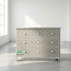 Bone Inlay Grey 5 Chest of Drawers