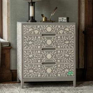 Bone Inlay Grey 4 Chest of Drawer