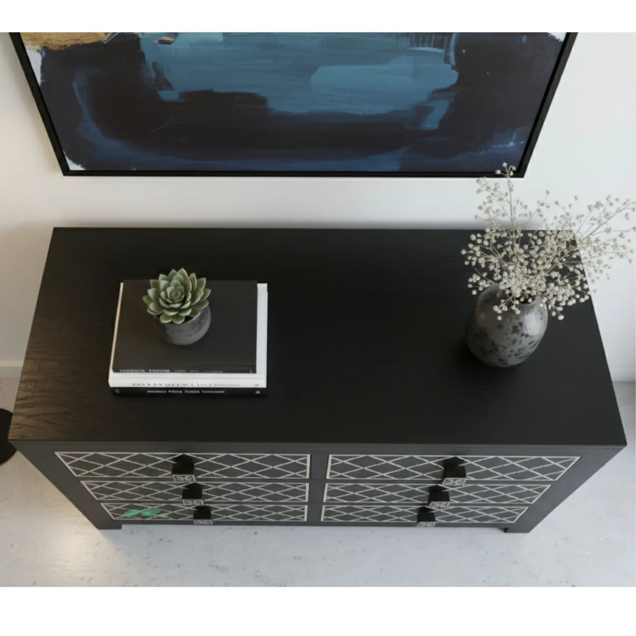 Bone Inlay Black 6 Chest of Drawer - Image 3