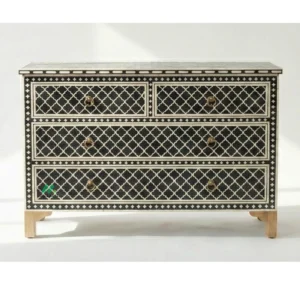 Bone Inlay Black 4 Chest of Drawers