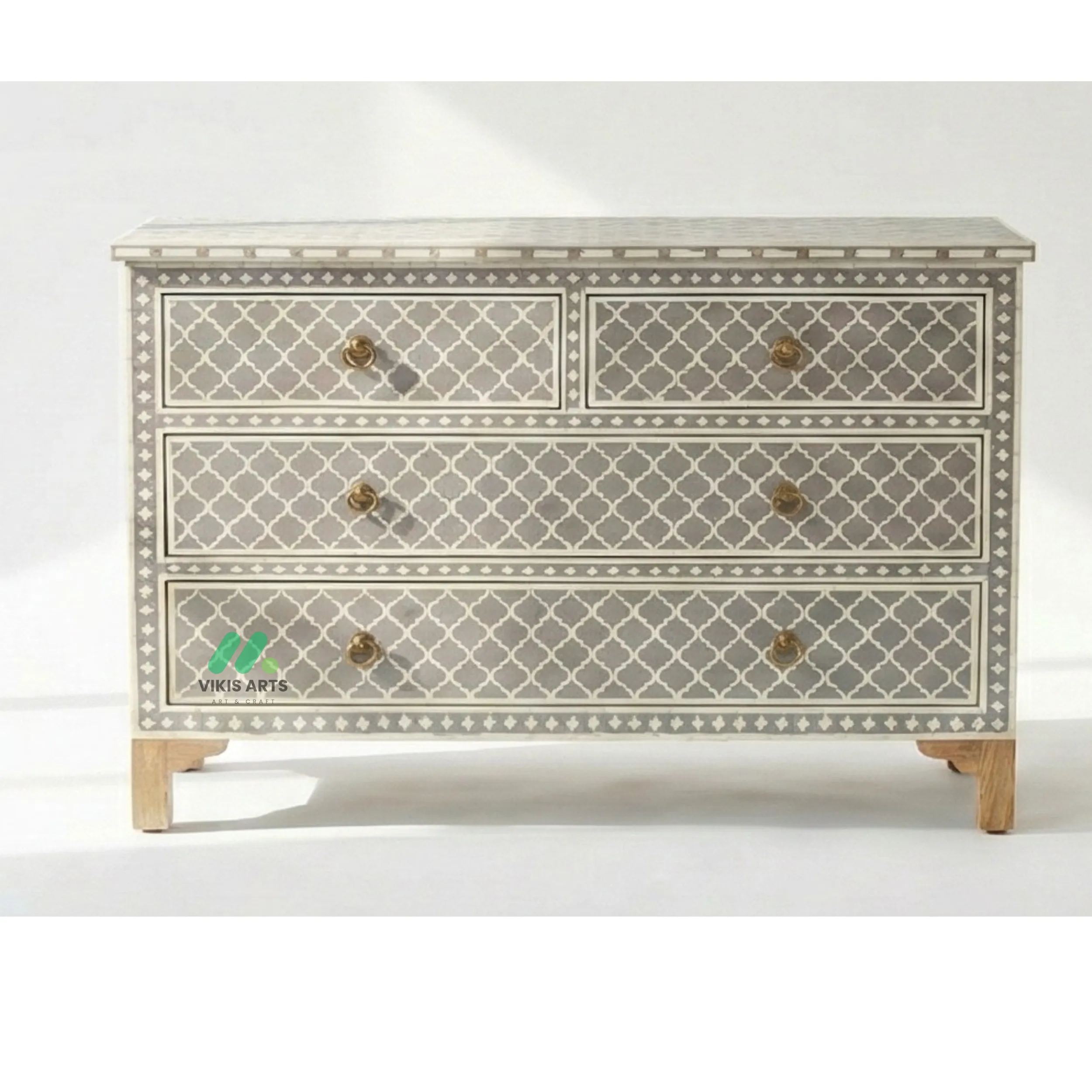 Bone Inlay Grey 4 Chest of Drawers