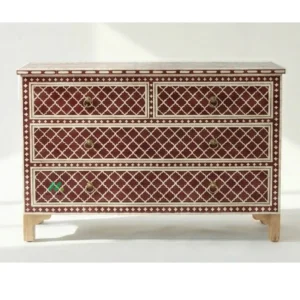 Bone Inlay Red 4 Chest of Drawers