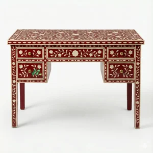 Bone Inlay Red Desk Table