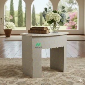 Bone Inlay Grey Bedside Table