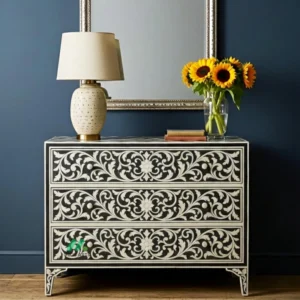 Bone Inlay Black 3 Chest of Drawers