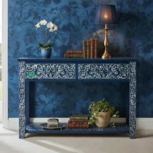 Mother of Pearl Navy Blue Console Table