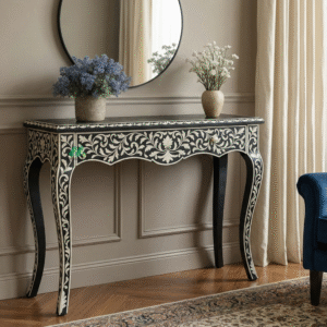 Bone Inlay Black Console Table