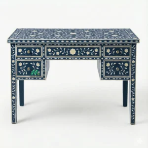 Bone Inlay Navy Blue Desk Table
