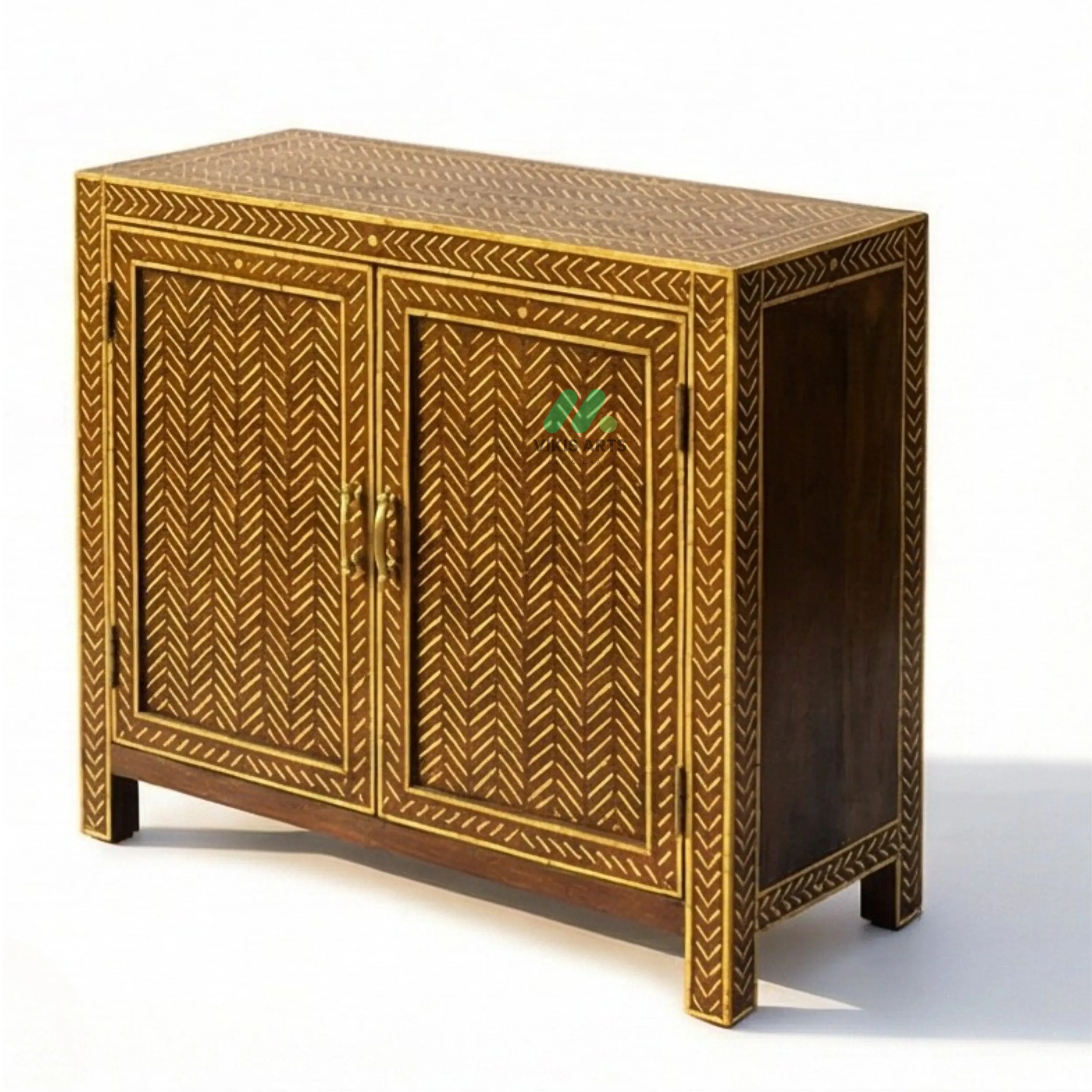 Bone Inlay Brown Cabinet - Image 2