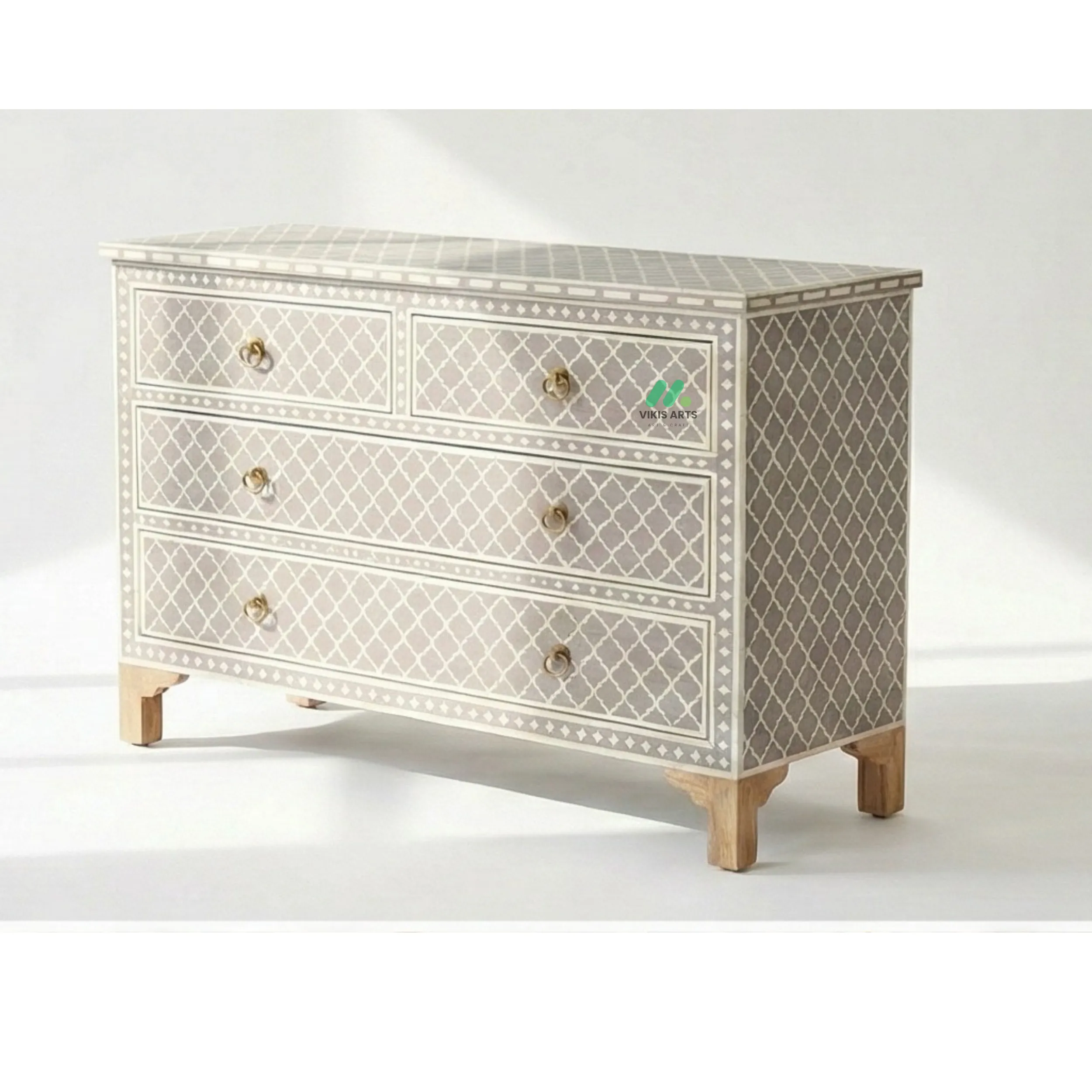 Bone Inlay Grey 4 Chest of Drawers - Image 2