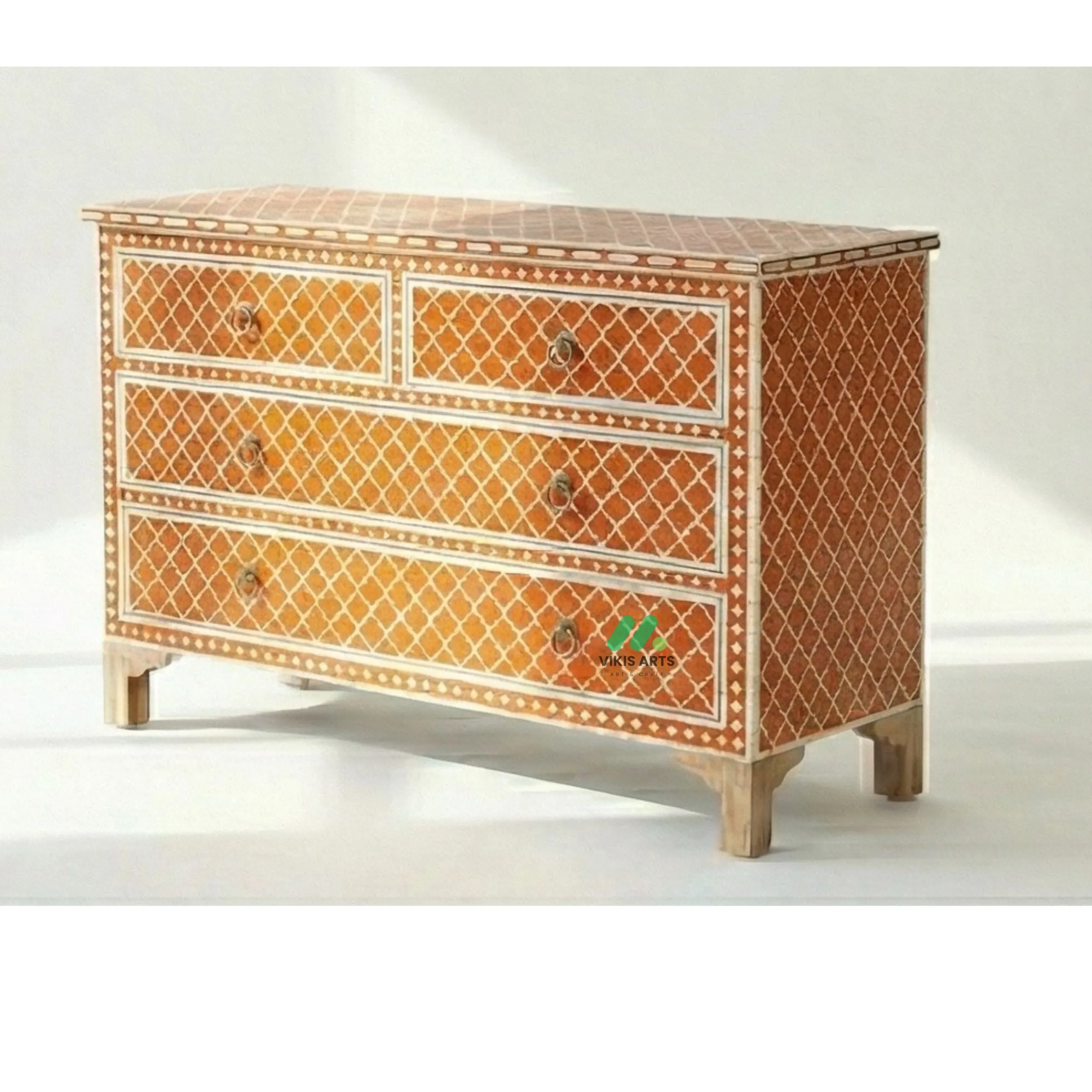 Bone Inlay Orange 4 Chest of Drawers - Image 2