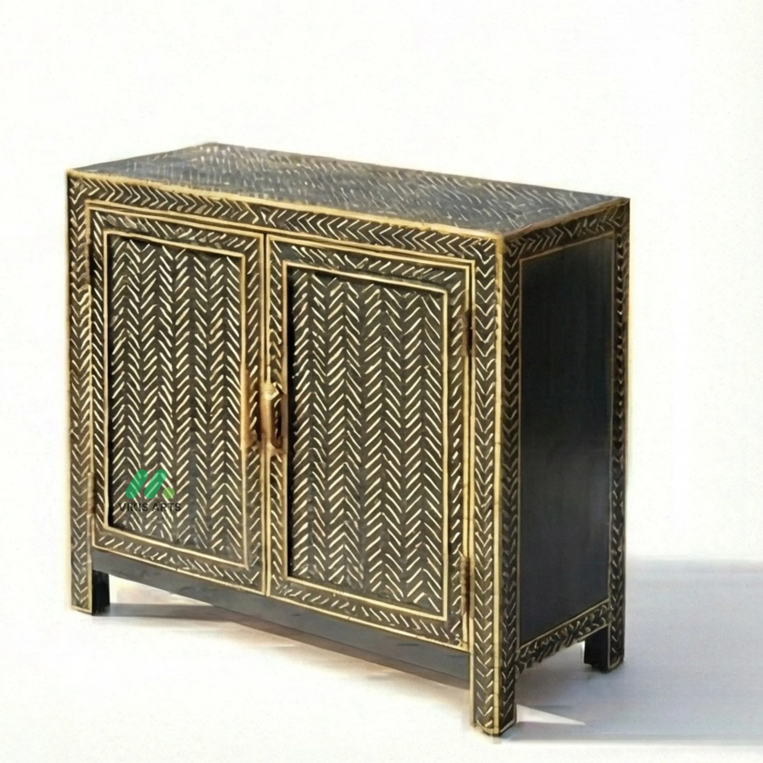 Bone Inlay Grey Cabinet - Image 2