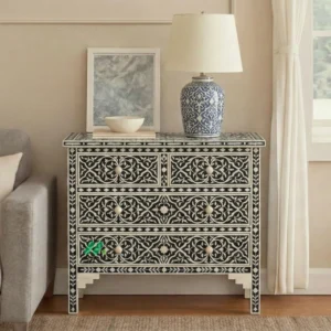 Bone Inlay Black 4 Chest of Drawers